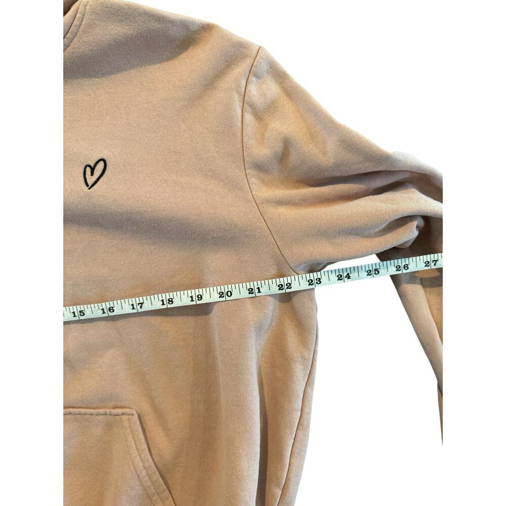 H&M Divided Beige Hoodie Heart Embroidery Women’s Medium Pullover Sweatshirt - Picture 6 of 7